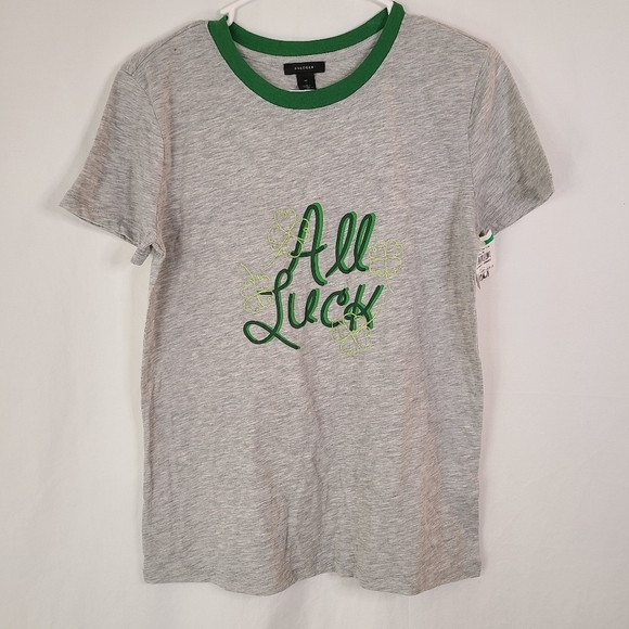 Halogen Heather Grey All Luck Scoop Neck T-Shirt Size Medium - Picture 1 of 12